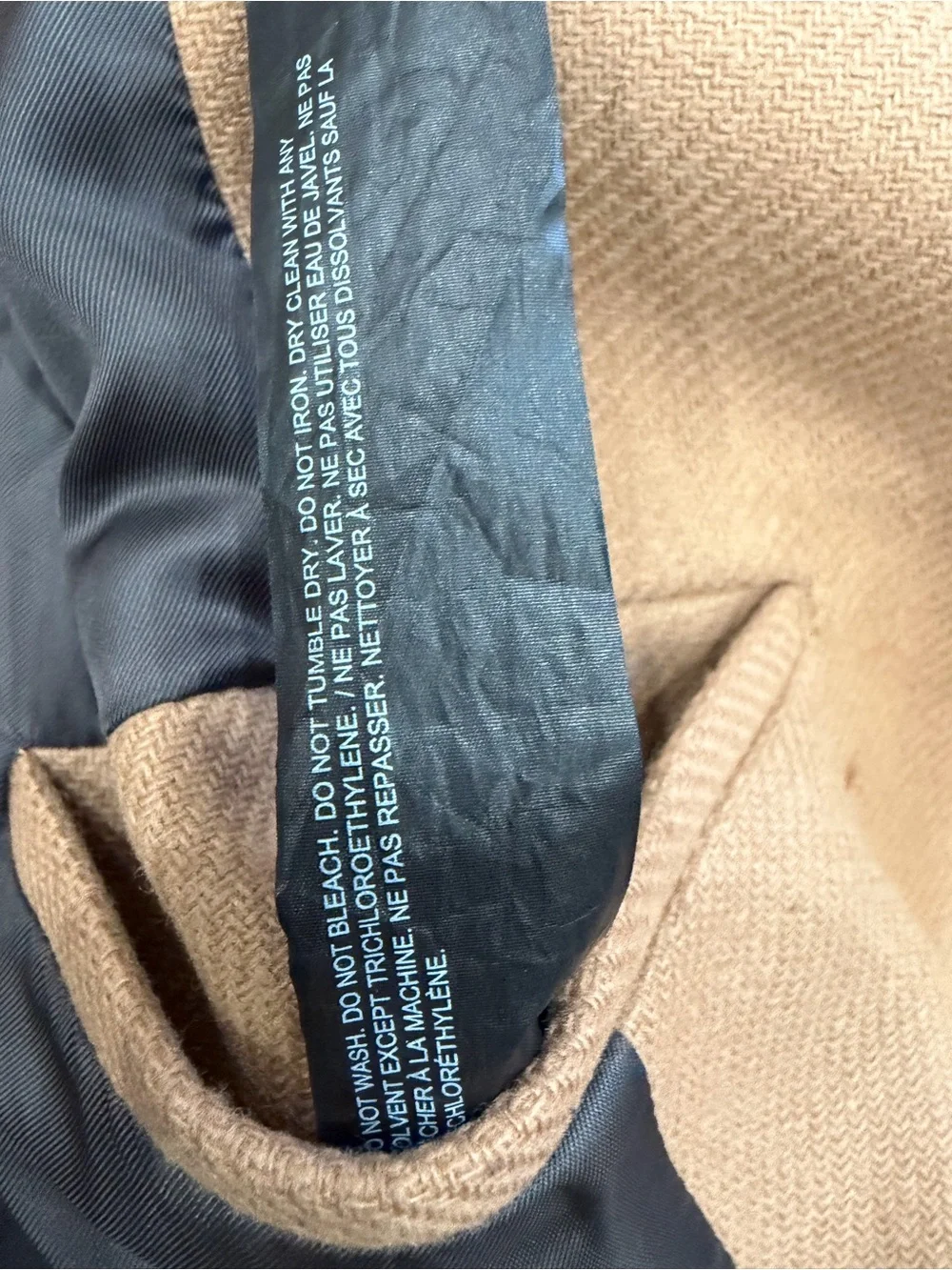 Theory Manroe Traceable Melton Wool Cashmere Overcoat Camel Men's Size S flawed